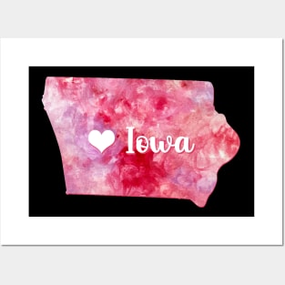 Iowa state watercolor map watercolor Watercolour pink heart Posters and Art